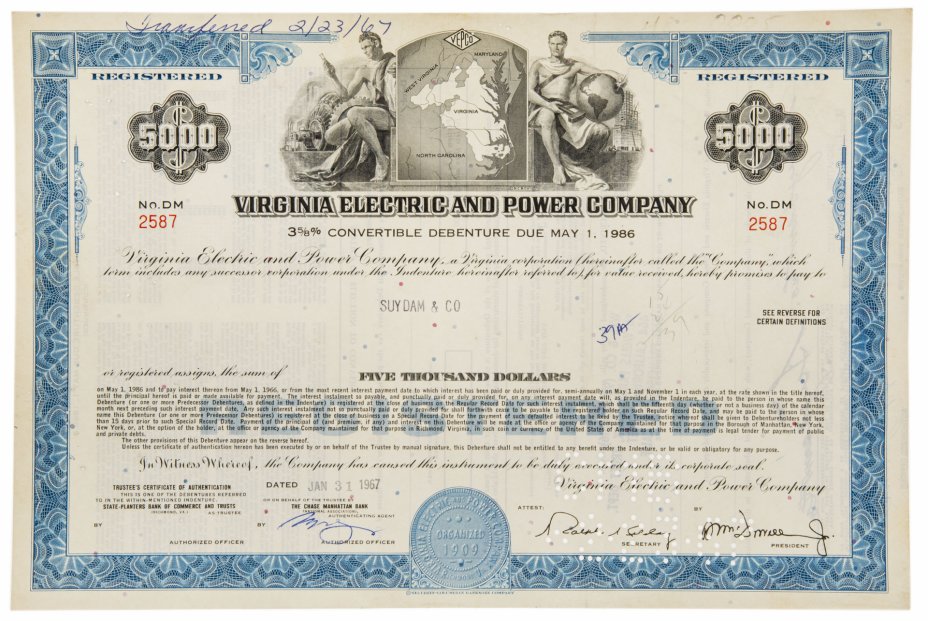 купить Акция США VIRGINIA ELECTRIC AND POWER COMPANY , 1966- 1973 гг.