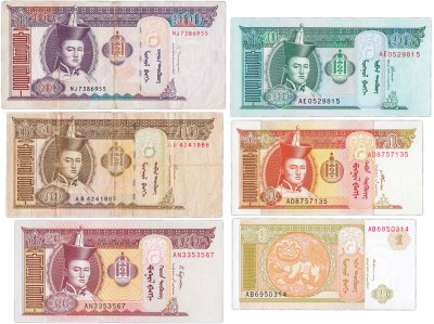 купить Монголия набор из 6 банкнот 1, 5, 10, 20, 50, 100 тугриков 2000-2018