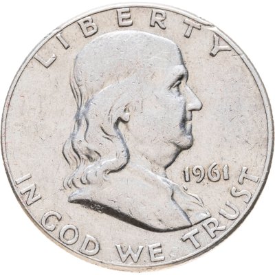 купить США 50 центов (1/2 доллара, half dollar) 1961 Franklin Half Dollar (Франклин) без обозначения монетного двора