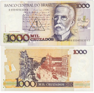 купить Бразилия 1000 крузейро 1989 года (Pick 216a)