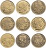Купить Аргентина полный набор 5 сентаво 1942-1950 годов (9 шт.)