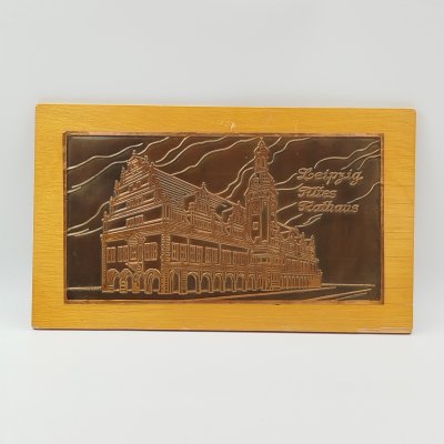 купить Панно настенное "Leipzig Altes Rathaus" ("Старая ратуша в Лейпциге), дерево, металл, чеканка, Германия, 1980-1990 гг.