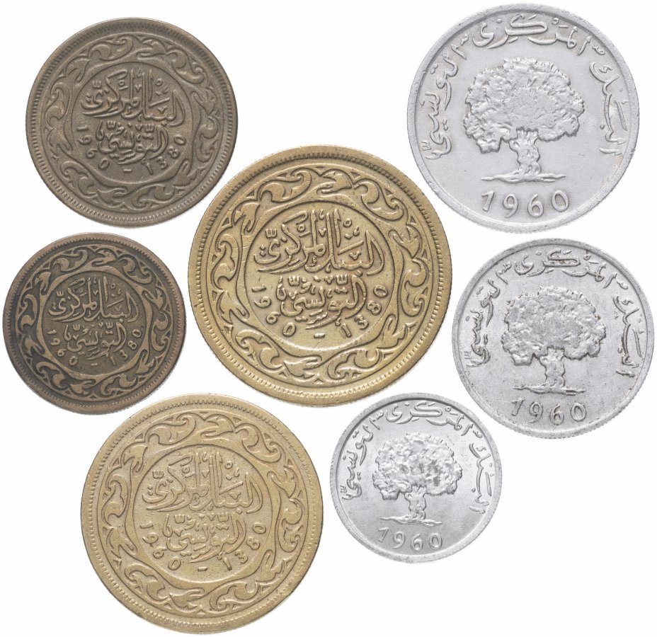 купить Тунис набор из 8 монет 1960-1976