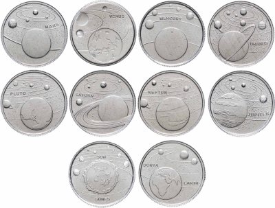 купить Турция набор из 10 монет 1 куруш (kurus) 2022 "Планеты Солнечной системы"