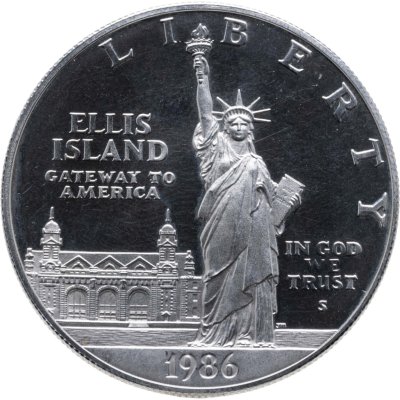 купить США 1 доллар (dollar) 1986 UNC Statue of Liberty (100 лет Статуе Свободы - Остров Эллис) знак монетного двора "P"