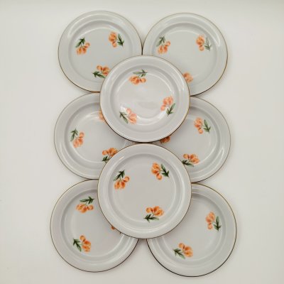 купить Набор из восьми розеток с цветочным декором, фарфор, деколь, золочение, Kahla, ГДР, 1960-1990 гг.