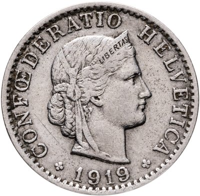 купить Швейцария 20 раппенов (rappen) 1919