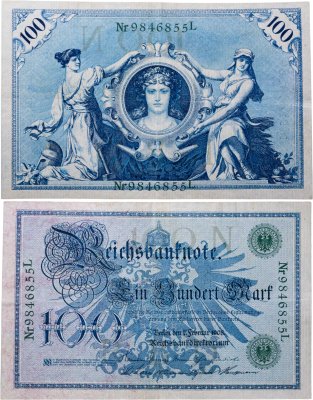 купить Германия 100 марок 1908 Зеленая печать