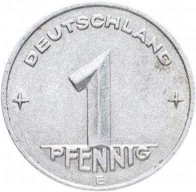 купить Германия (ГДР) 1 пфенниг (pfennig) 1952 E, отметка монетного двора: "E" - Мульденхюттен