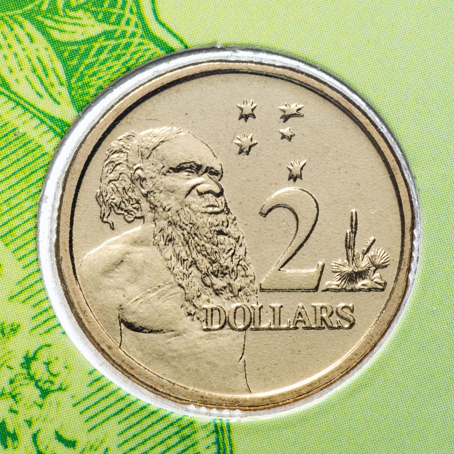 купить Австралия 2 dollars (доллара) 2016 "50 лет с момента перехода на десятичную систему" (в конверте, с маркой)