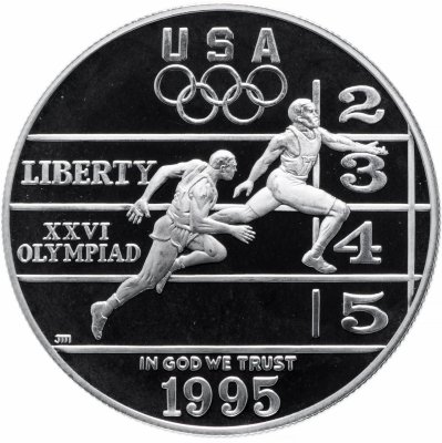 купить США, Филадельфия 1 доллар (dollar) 1995 P XXVI летние Олимпийские Игры, Атланта 1996 - Бег знак монетного двора: "P"