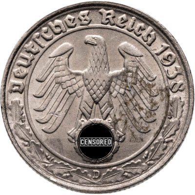 купить Германия, Третий рейх 50 рейхспфеннигов (reichspfennig) 1938, знак монетного двора: "D" - Мюнхен