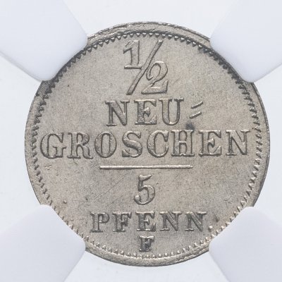 купить Германия, Саксония 1/2 гроша 1856 в слабе ННР