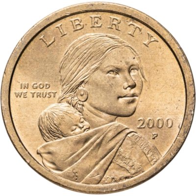 купить США 1 доллар (dollar) 2000 P Sacagawea dollar (Сакагавея доллар - парящий орёл) знак монетного двора "P" - Филадельфия