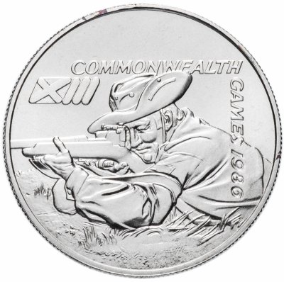 Купить Фолклендские острова 2 фунта 1986 "XIII Игры Содружества. Стрельба"