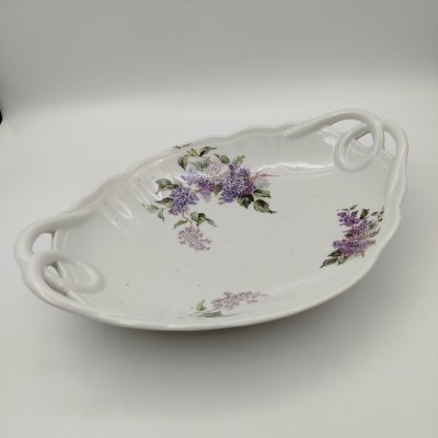 купить Блюдо (сухарница/фруктовница) "Сирень", фарфор, деколь, Россия, 1900-1930 гг.