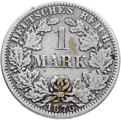 Купить Германия 1 марка (mark) 1876 A  знак монетного двора: "A" - Берлин