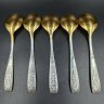 Купить Набор из пяти столовых ложек "Хмель", мНЦ (медь-никель-цинк), золочение, Завод «Проминь», СССР, 1970-1990 гг.