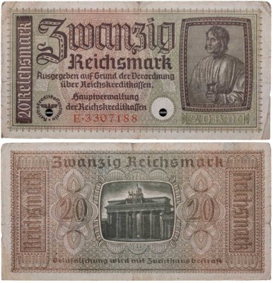 купить Германия, Третий Рейх 20 марок 1940-1945