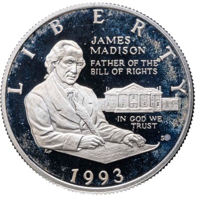купить США 50 центов (1/2 доллара, half dollar) 1993 "Джеймс Мэдисон и Билль о правах"