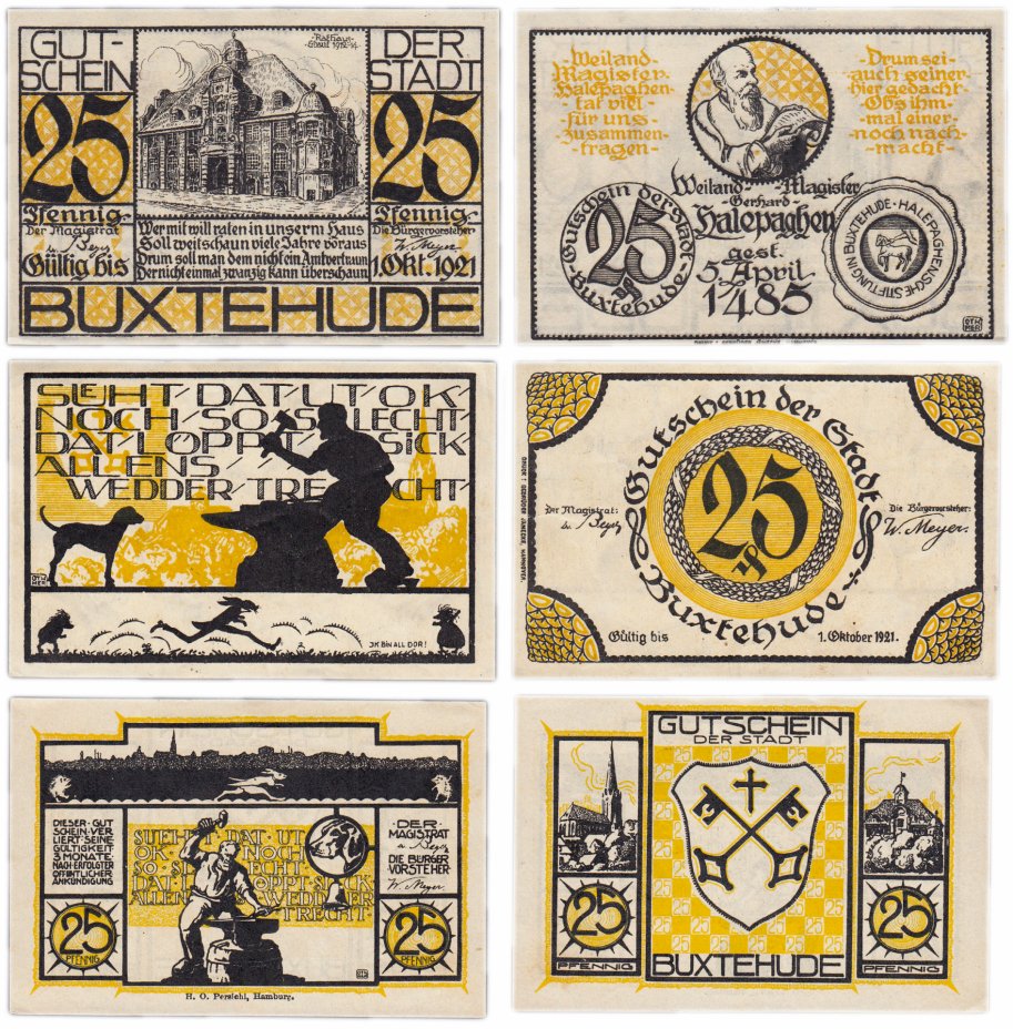 купить Германия (Гамбург: Букстехуде) набор из 3-х нотгельдов 1921 (B)