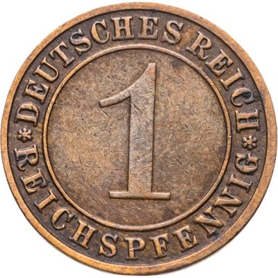 купить Германия 1 рейхспфенниг (reichspfennig) 1936 F знак монетного двора "F" — Штутгарт