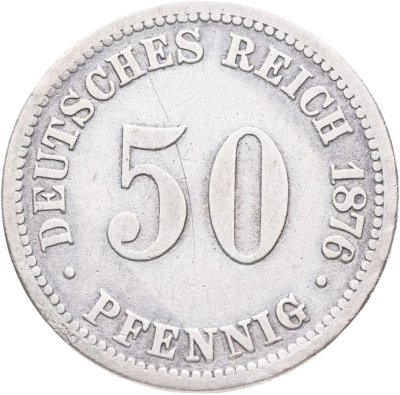 купить Германия 50 пфеннигов (pfennig) 1876, знак монетного двора: "B" - Ганновер