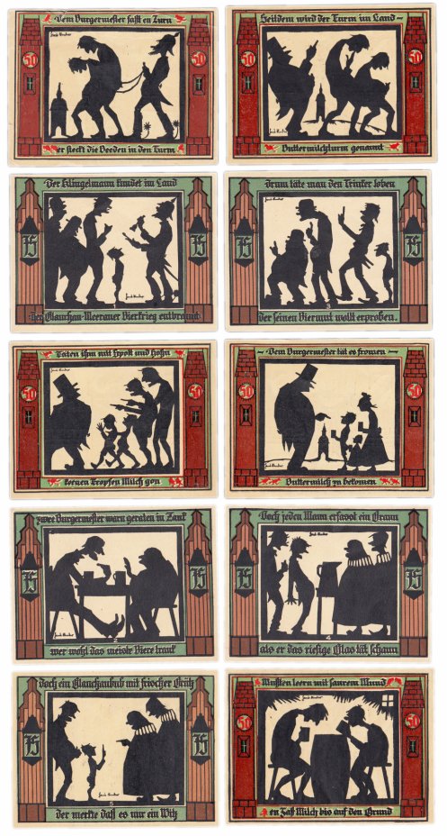купить Германия (Саксония: Глаухау) набор из 10 нотгельдов 1921 (436.1/B1/3)