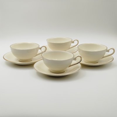 купить Набор чайных пар цвета слоновой кости на 4 персоны, Mosa Maastrich, фаянс, золочение, Нидерланды, 1960-1980 гг.