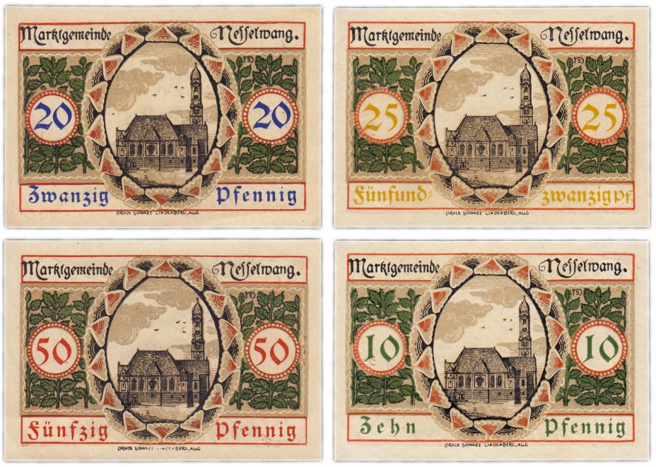 купить Германия (Бавария: Нессельванг) набор из 4-х нотгельдов 1918