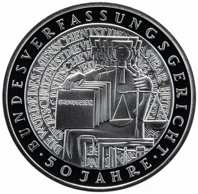 купить Германия (ФРГ) 10 марок 2001 F "50 лет Федеральному конституционному суду"