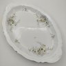 Купить Блюдо сервировочное овальной формы, украшенное белыми цветами, фаянс, деколь, золочение, Товарищество М.С. Кузнецова, Российская империя, 1890-1917 гг.