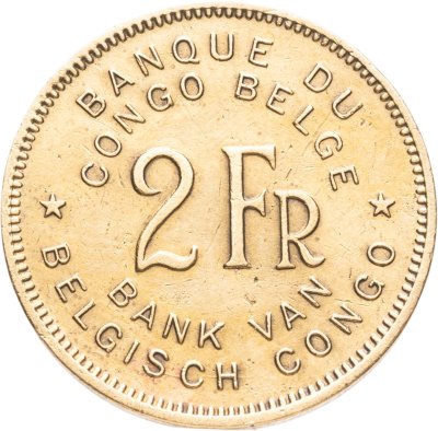 купить Бельгийское Конго 2 франка (francs) 1947