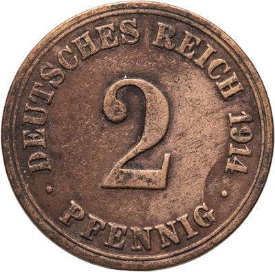 купить Германия 2 пфеннига (pfennig) 1914 A знак монетного двора: "A" - Берлин