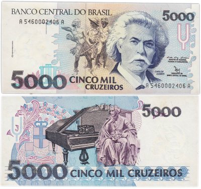 купить Бразилия 5000 крузейро 1992 года (Pick 232b)