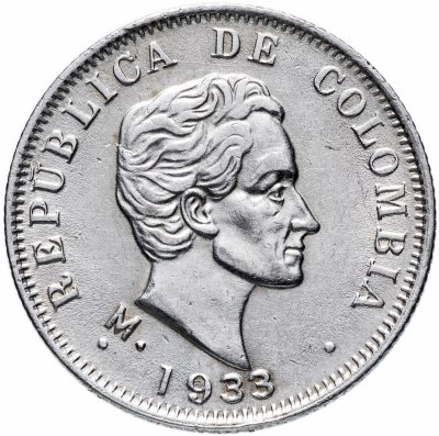 купить Колумбия 50 сентаво (centavos) 1933 знак монетного двора: "M"