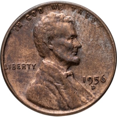 купить США 1 цент 1956 D, знак монетного двора "D" - Денвер