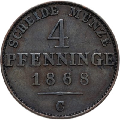 купить Пруссия 4 пфеннига (pfennige) 1868 C