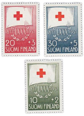 купить Финляндия набор из 3 марок 1957 "Красный Крест"