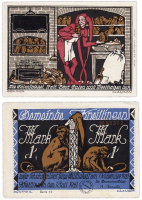 Купить Германия (Нижняя Саксония : Кнайтлинген) 1 марка 1921  "Легенды о Тиле Уленшпигеле" 1f