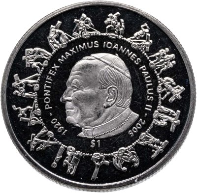 купить Сьерра-Леоне 1 доллар (dollar) 2005 "Иоанн Павел II - Смерть папы, 2 апреля 2005"