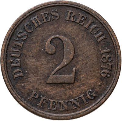купить Германия 2 пфеннига (pfennig) 1876, знак монетного двора: "D" - Мюнхен