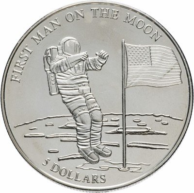 Купить Либерия 5 долларов 2000 Первый человек на луне