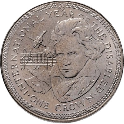 купить Остров Мэн 1 крона (crown) 1981 "Международный год инвалидов - Бетховен"