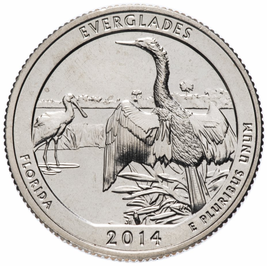 купить США 1/4 доллара (25 центов, квотер) 2014 S — "Национальный парк Эверглейдс" (25-й парк)