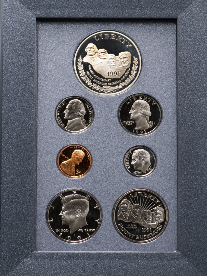 купить США годовой набор из 7 монет 1991 "S" в футляре-книжке