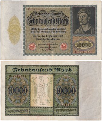 купить Германия 10000 марок 1922 год (Pick 70) Буква J