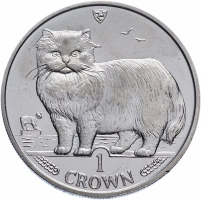 купить Остров Мэн 1 крона 1989 "Кошки - Персидская кошка"