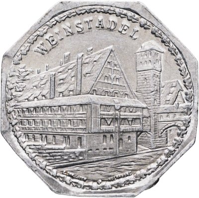 купить Германия "Нюрнберг" 20 пфеннигов 1921 "Винокурня" трамвайный жетон, нотгельд