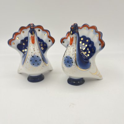 купить Пара солонок "Индюк", скульптор М.Н. Мох, фарфор, роспись, золочение, Ленинградский фарфоровый завод (ЛФЗ), СССР, 1970-1986 гг.